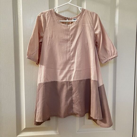 Old Navy Pink Colorblock Shark Bite Hem Dress Girls Size 3T - Picture 1 of 12
